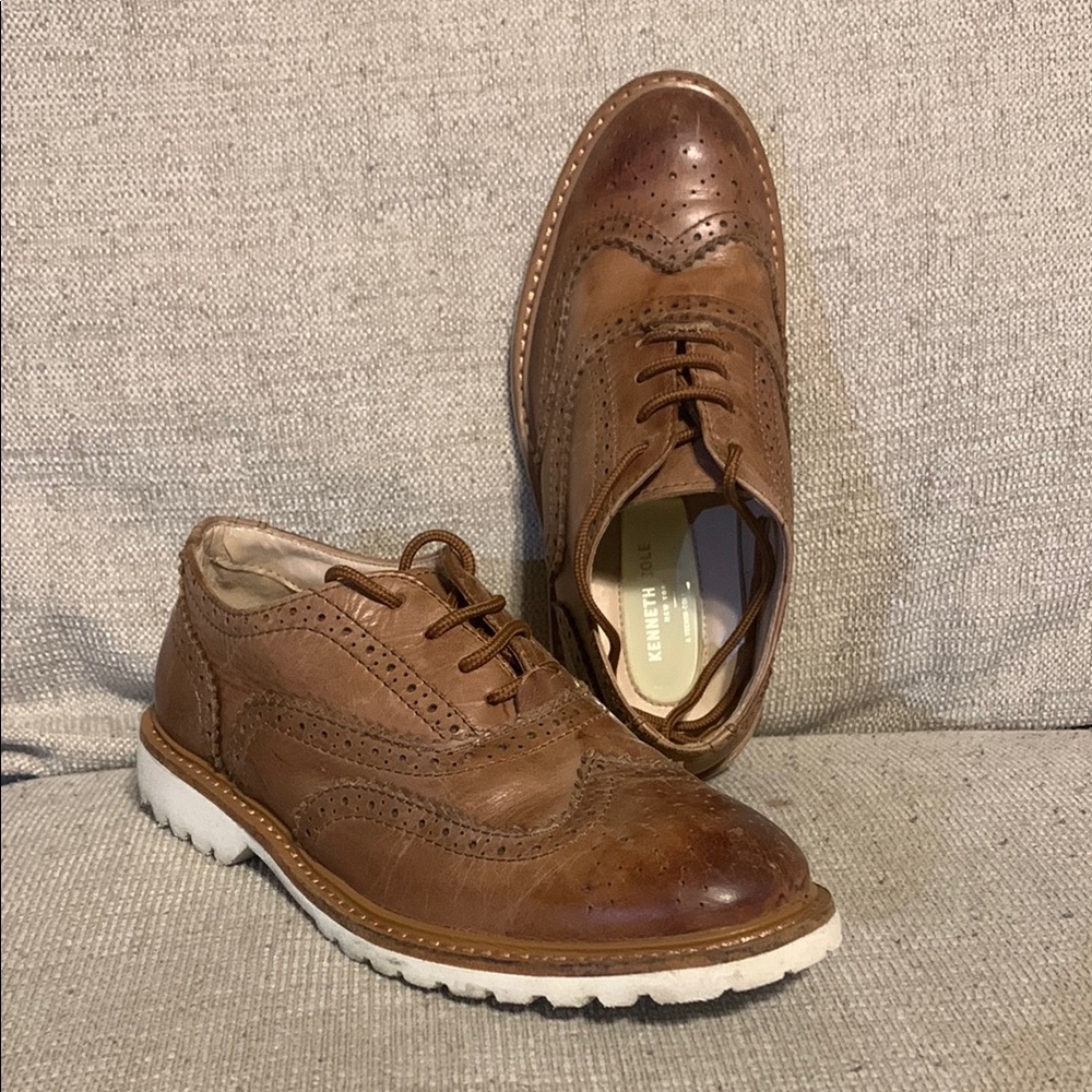 Kenneth Cole New York Brown Dress Shoes Wingtip Oxford